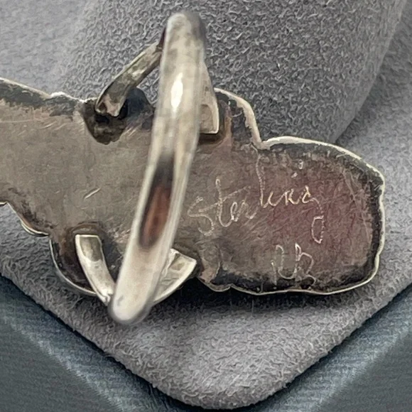 Scott Dave Navajo Sterling Silver Malachite Ring Size 7.75 - Picture 10 of 13